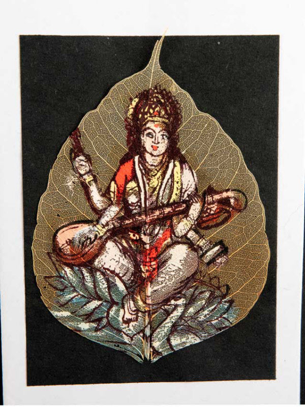 Carte Artisanale Peinture Sur Feuille De Pipal – Saraswati