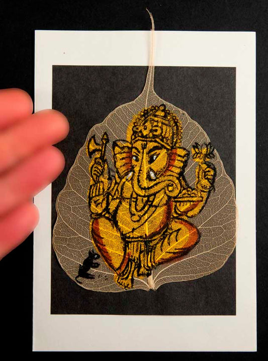 Carte Artisanale Ganesh – Peinture Sur Feuille De Pipal