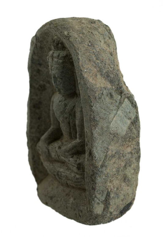 Statuette Bouddha en pierre – Sculpture spirituelle artisanale en saponite du Népal