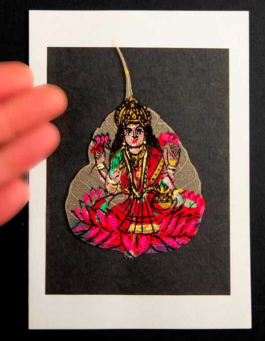 Carte Artisanale Lakshmi – Peinture Sur Feuille De Pipal