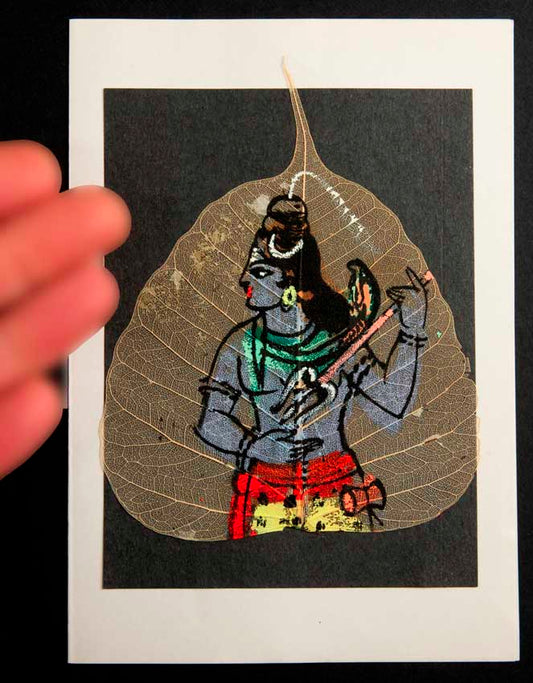 Carte Artisanale Peinture Sur Feuille De Pipal – Shiva