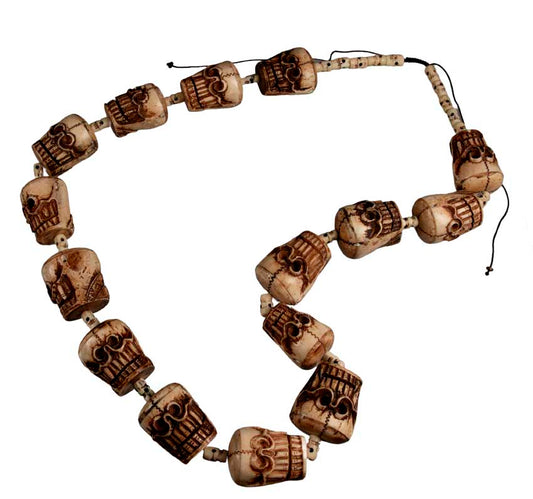 Collier Chamanique Tête De Mort En Os – Amulette Spirituelle Népalaise