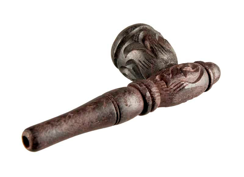 Pipe Indienne Sculptée En Bois – Objet Ethnique Artisanal De Collection