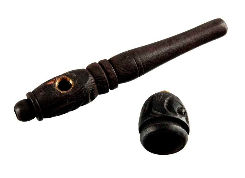 Pipe Indienne Ancienne En Bois – Objet Ethnique Artisanal De Collection