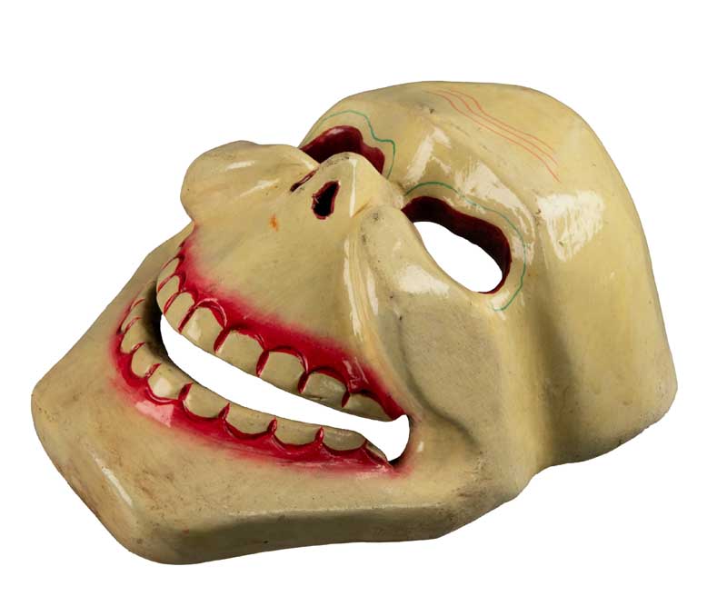 Masque Crâne Citipati Tête de Mort – Masque Rituel Bouddhiste de Danse Cham en Bois