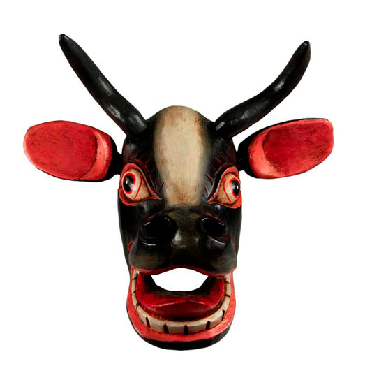 Masque Vache Surabhi Kamadhenu En Bois – Décoration Murale Du Népal