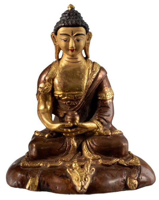 Statue de Bouddha Amitabha en alliage de cuivre – Artisanat traditionnel du Népal
