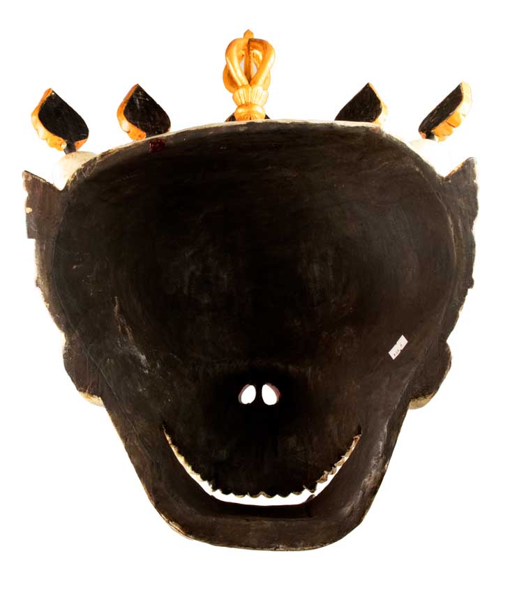 Grand Masque Népalais Citipati – Masque Tibétain de Danse Cham en Bois 55,5 cm