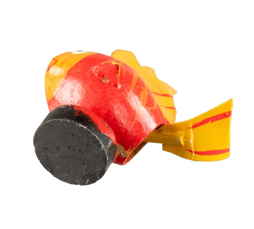 Magnet Poisson Exotique Orange En Coque De Pistache – Artisanat Miniature