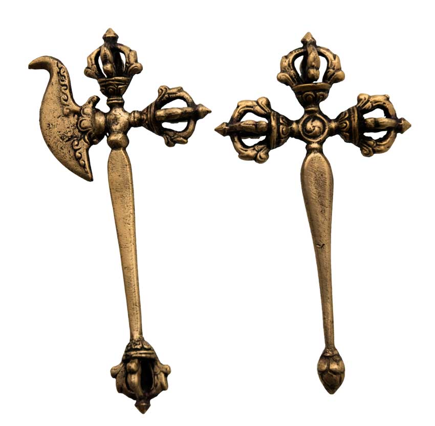 Ensemble de 5 outils rituels bouddhistes – collection tantrique en laiton (Népal)
