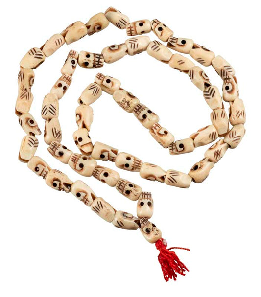 Mala Tête De Mort Tibétain En Os – Collier De Méditation Bouddhiste Du Népal
