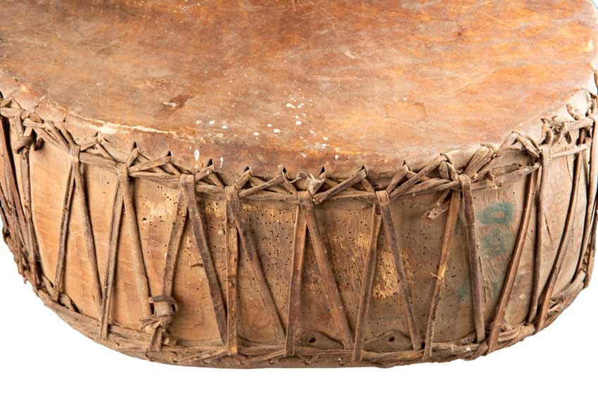 Tambour Chamanique Ancien Dhyangro Jhangri en Bois – Objet Rituel du Népal