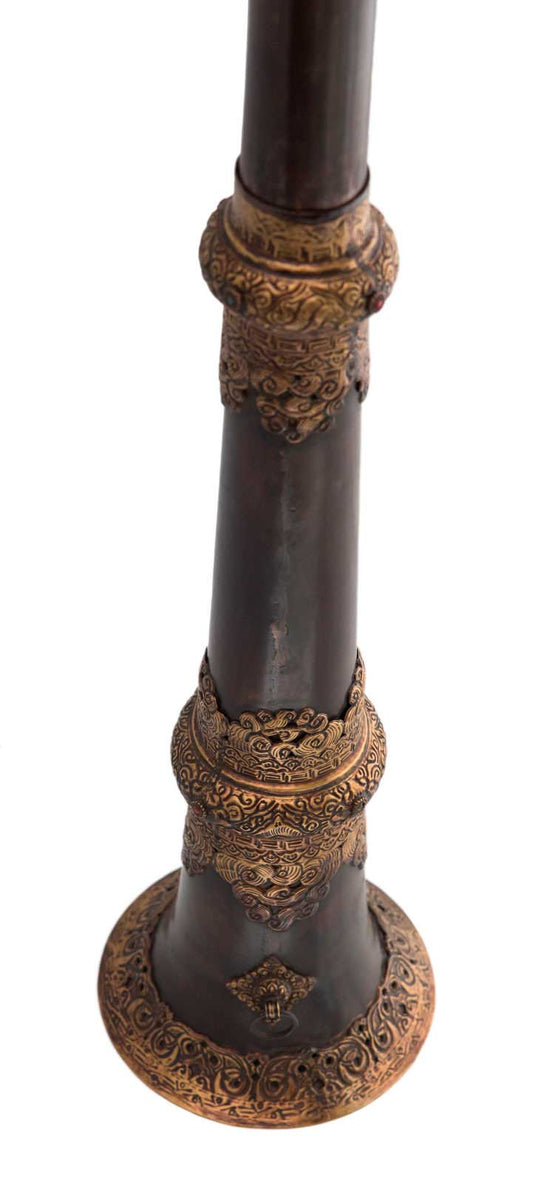 Ancienne trompe monastique tibétaine Dungchen télescopique – Grand modèle de 151,5 cm