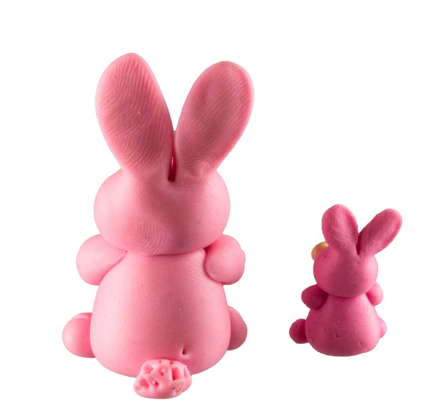 Figurines Lapins Roses – Ensemble en Pâte Polymère de Thaïlande