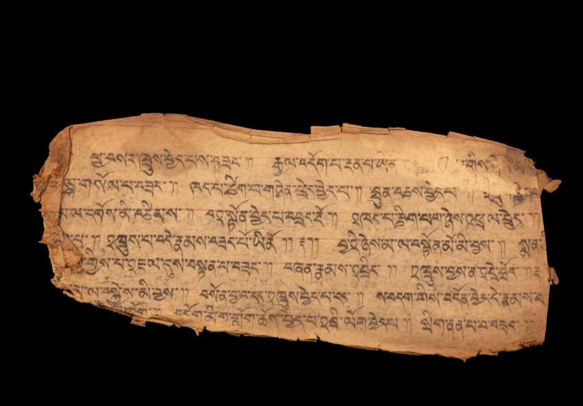 Ancienne Page de Prières Tibétaines Manuscrite – Manuscrit Bouddhiste du Népal