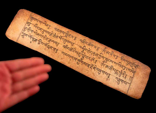Ancienne Page de Prières Tibétaines Manuscrite – Manuscrit Bouddhiste du Népal
