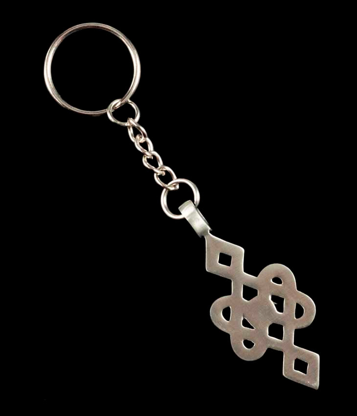Porte-Clé Nœud Celte avec Trèfle en Métal – Symbole de Chance et d’Éternité