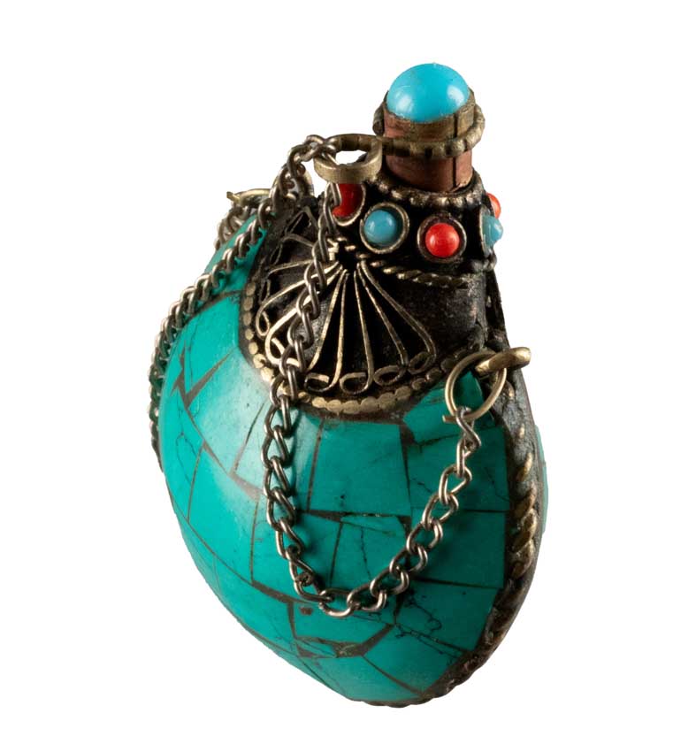 Tabatière Tibétaine Snuff Bottle Turquoise – Artisanat du Népal