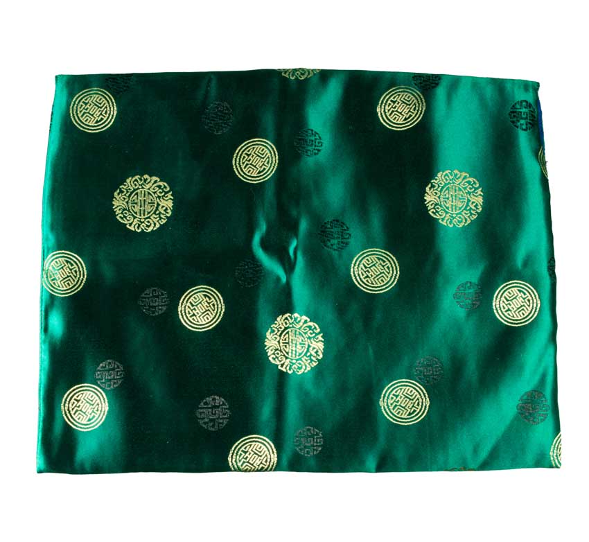 Pochette Tibétaine en Brocart Verte – Étui pour Livre de Prières et Documents Précieux