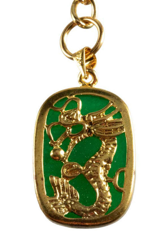Porte-Clés Dragon Chinois Vert – Bijou de Sac Style Asiatique