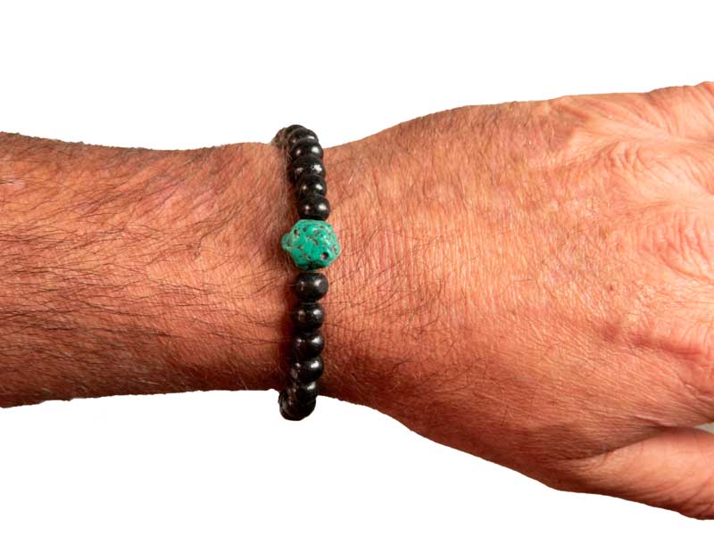 Mala bracelet tibétain bois et turquoise – Équilibre et sérénité du Népal