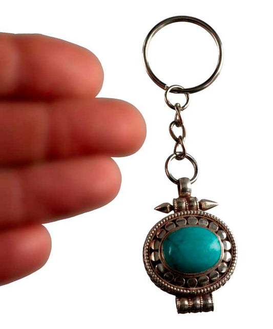 Ghau Tibétain Avec Turquoise – Bijou De Sac Ou Porte-Clé Spirituel