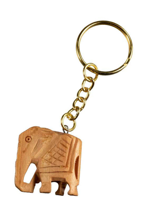 Bijou de Sac Éléphant ou Porte-Clé en Bois et Métal – Symbole de Force et de Sagesse