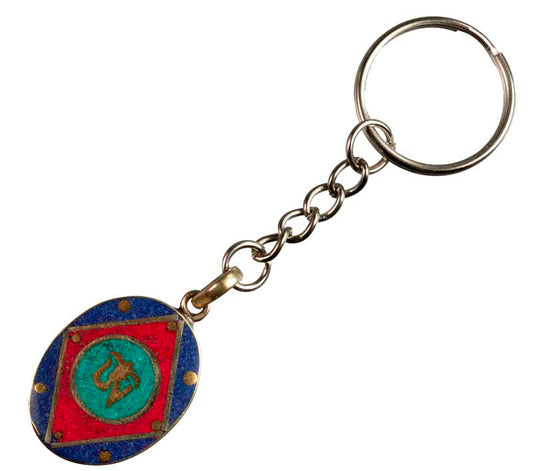 Porte-Clés Om Tibétain Artisanal – Bijou de Sac aux Trois Couleurs