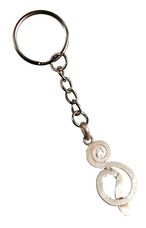 Pendentif Serpent Enroulé – Bijou de Sac en Métal Argenté du Népal