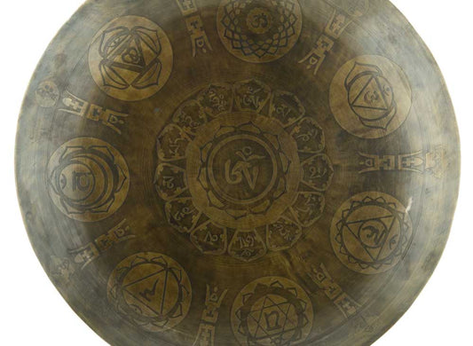 Gong Tibétain Bouddhiste 7 Chakras avec Symbole OM Gravé