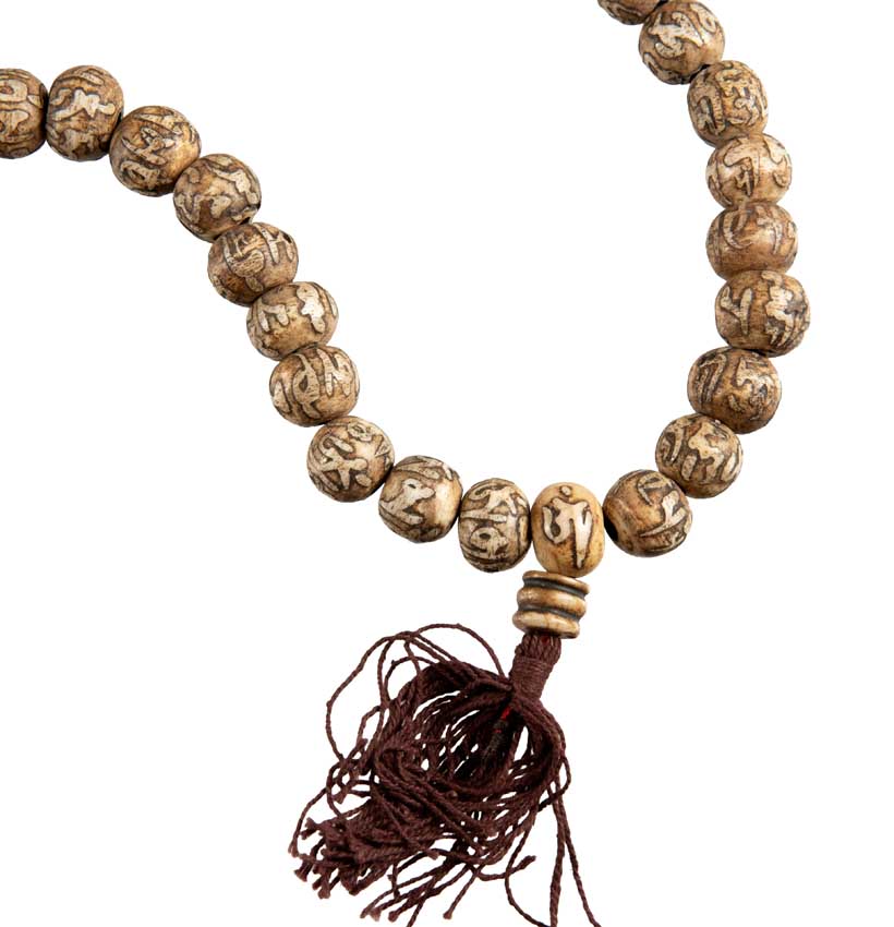 Mala Tibétain Nacre De Conque – Collier Bouddhiste 108 Perles Mantra