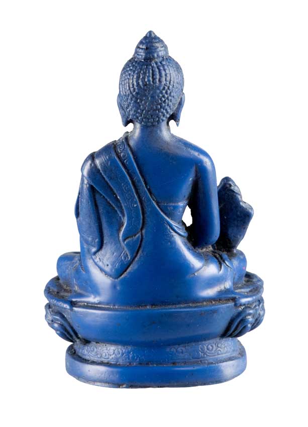 Statue Bouddha Médecine Bhaisajyaguru en Résine Bleue 11 cm – Artisanat Népalais