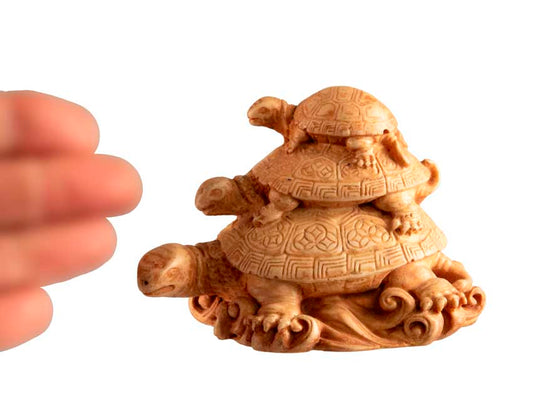 Statue Tortue Feng Shui – Triade De Tortues En Résine Du Népal
