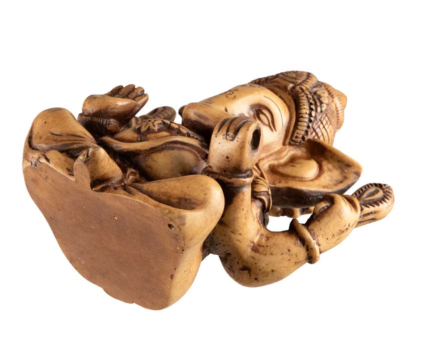 Statue Ganesh Assis En Résine Beige – Artisanat Népalais