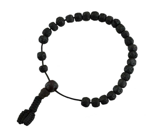 Bracelet Tibétain En Graines De Rudraksha – Finition Antique Ajustable