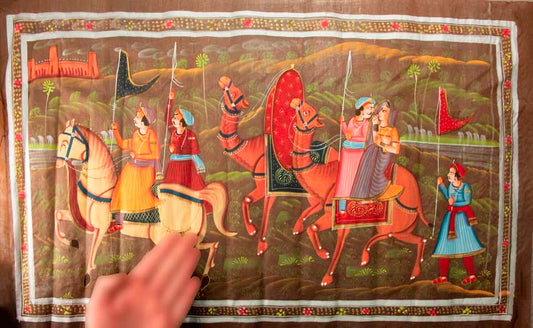 Peinture Moghole Indienne – Chasse Royale du Maharaja et de son Épouse