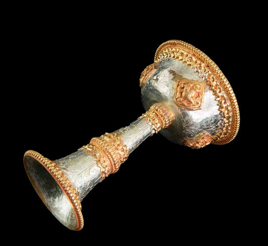 Serkyem tibétain en cuivre – Set d'offrandes rituelles bouddhistes qualité muséale