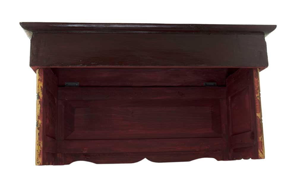 Table de méditation tibétaine pliable 74 cm – meuble artisanal bouddhiste en bois naturel