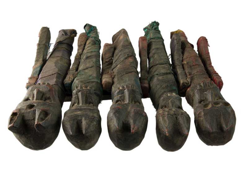 Poupées Zoomorphes Chamaniques en Bois – Figurines Tribales Tharu du Népal