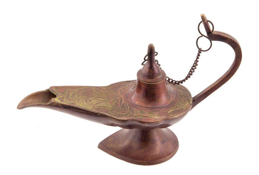 Lampe d’Aladin en Laiton 18,5 cm – Patine Brune – 100 % Fait Main en Inde