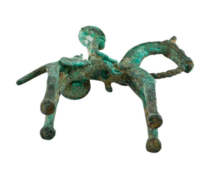 Figure Équestre Dogon – Cavalier sur son Cheval en Bronze du Mali