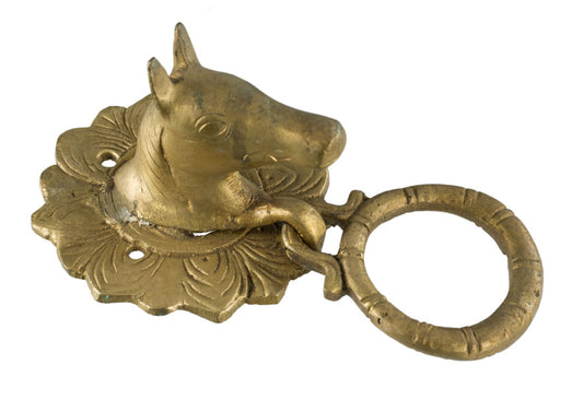 Patère Tête de Cheval en Laiton avec Anneau – Porte Serviette ou Porte Longe – Inde