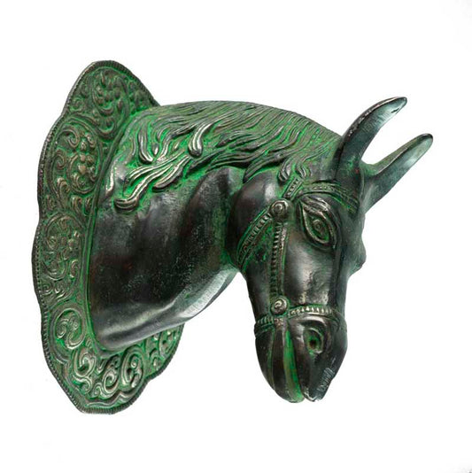 Patère à Collier Tête de Cheval en Aluminium – Figurine Équestre Artisanale