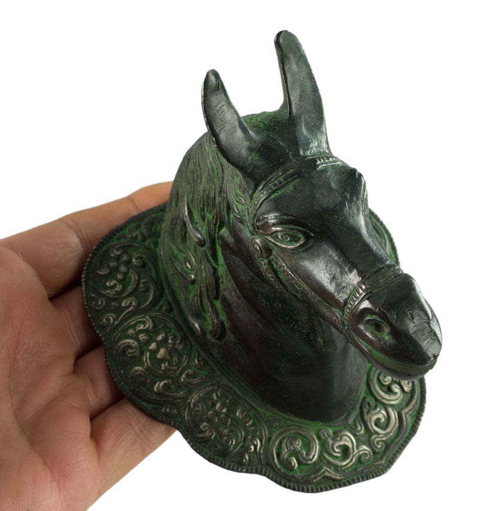 Patère à Collier Tête de Cheval en Aluminium – Figurine Équestre Artisanale