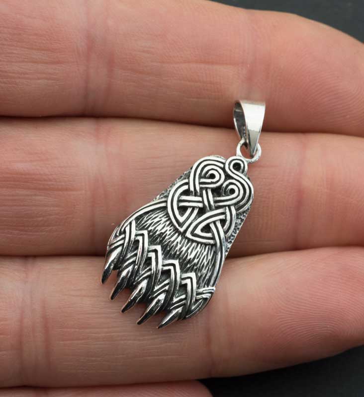 Pendentif Patte d’Ours Odin Viking en Argent 925