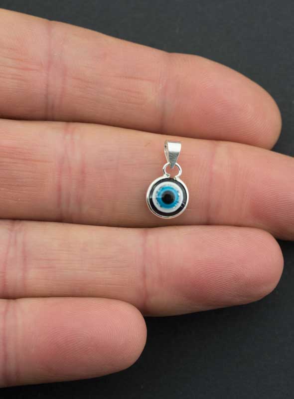 Pendentif Œil Bleu Nazar Boncuk en Argent Massif 925 – Bijou Ethnique Protecteur