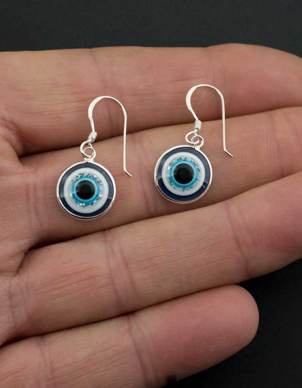 Boucles d’Oreilles Œil Bleu Nazar Boncuk en Argent 925