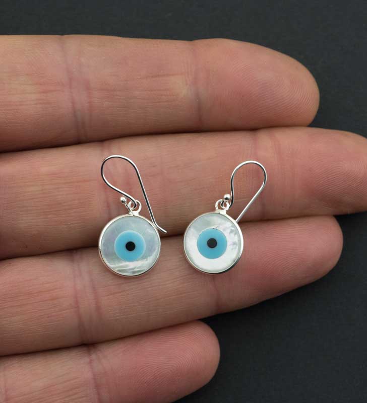 Boucles d’Oreilles Œil Bleu Nazar Boncuk en Argent 925