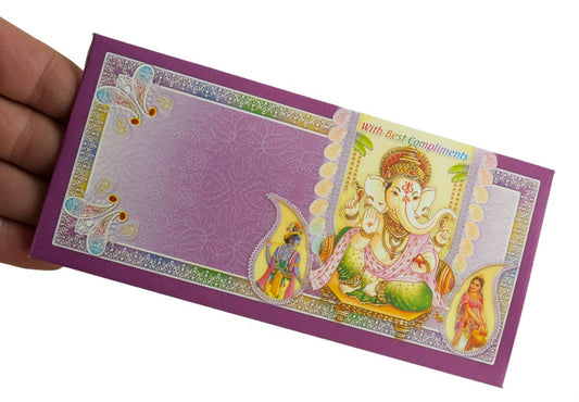 Enveloppe cadeau de mariage Ganesh – Papier artisanal recyclé – Offrande monétaire