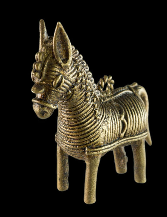 Miniature Cheval Dhokra – Art Tribal De Bastar Orissa Inde